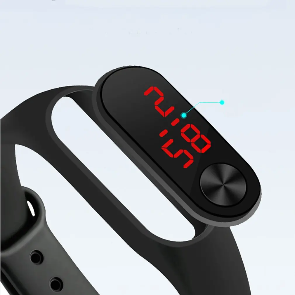 Fashion Outdoor Simple Sports Red LED Digital Bracelet Watch Men Women Colorful Silicone Watches Kids Children Wristwatch Gift