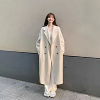 Autumn Winter Women's Woolen Coat Medium Length Fashionable Versatile Ladies' Outerwear Luxury Style Full Sleeve Loose Fit