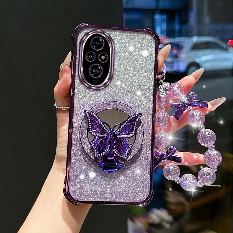 Elegant Butterfly Bracket and Lanyard Phone Case