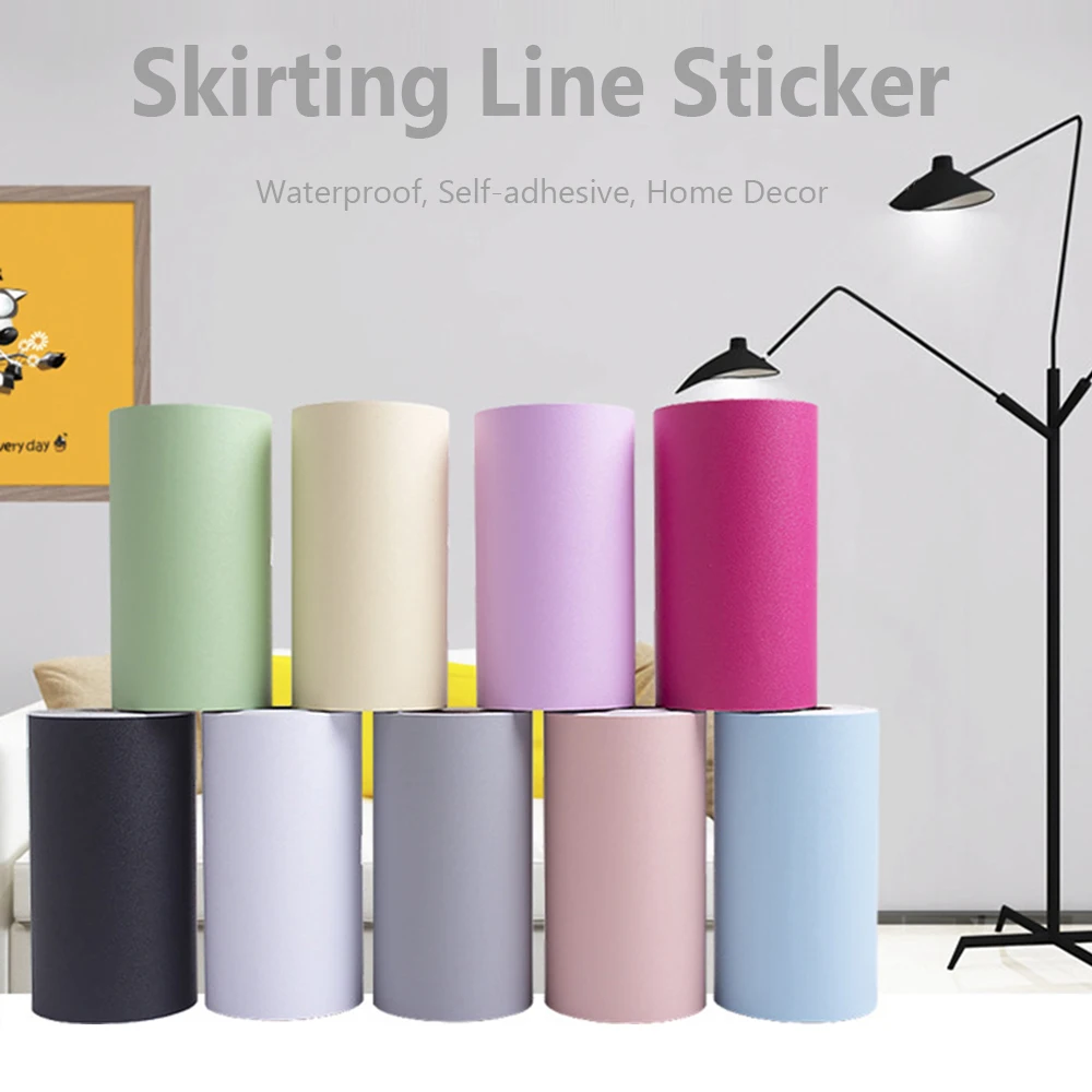 

5M Self-adhesive PVC Waist Line Wallpaper Waterproof Skirting Line Vinyl Decals Baseboard Wall Border Stickers Living Room Decor