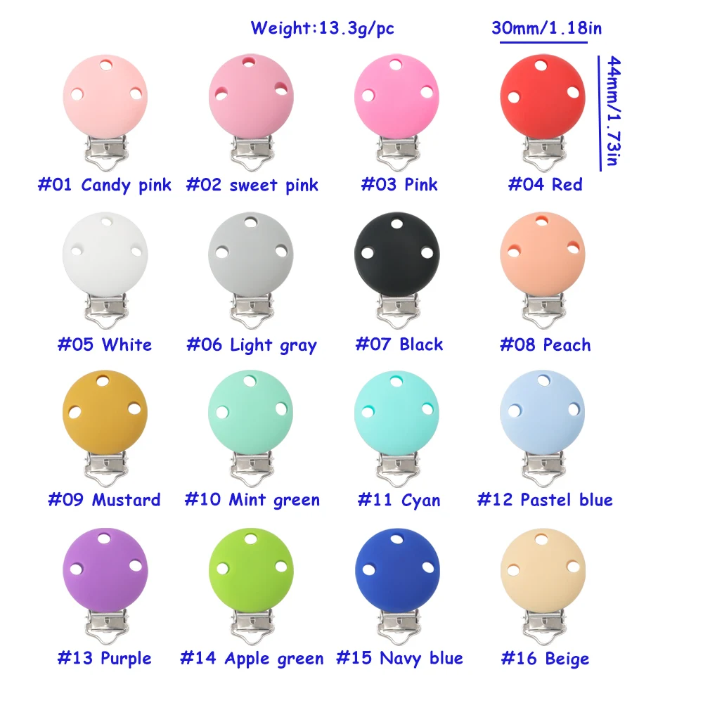 Pacifier Chain Pacifier Clip Pacifier Accessories Teether Clip Kovict 3/5pcs 30mm/35mm Baby Silicone Clips Round Shape Pacifer Clips DIY For Jewelry Making Bulk Crafts