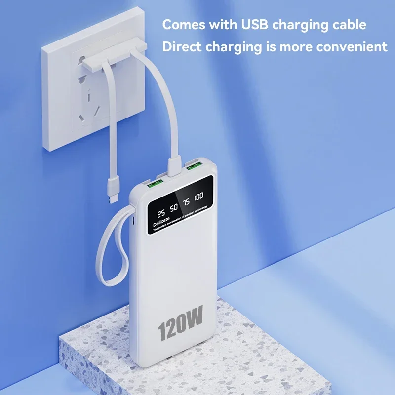 Xiaomi 50000mAh High Capacity 2 in 1 Power Bank 120W Fast Charge Powerbank Portable Battery Digital Display For iPhone Samsung 4