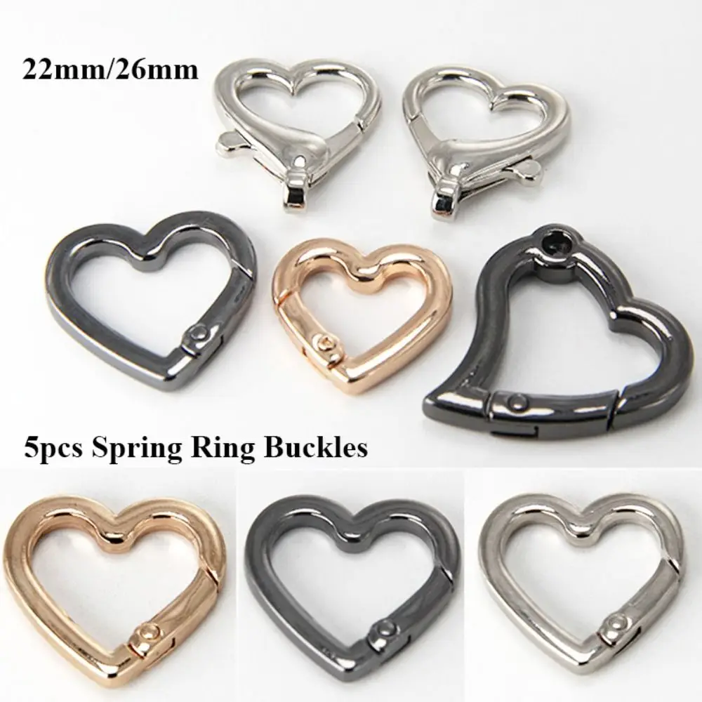 

5pcs Heart Spring Ring Buckles High quality Black gold silver Snap Clasp Clip Plated Gate Purses Handbags Buckles