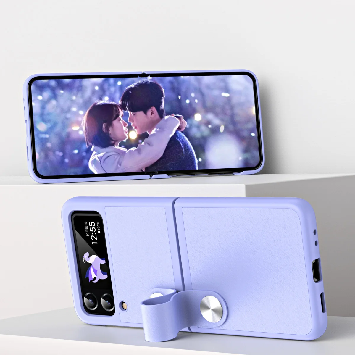 Case for Samsung Galaxy Z Flip 4 Case Z Flip 3 ZFlip 5 Phone Case Hand Strap stand premium Leather Cover Protective Case
