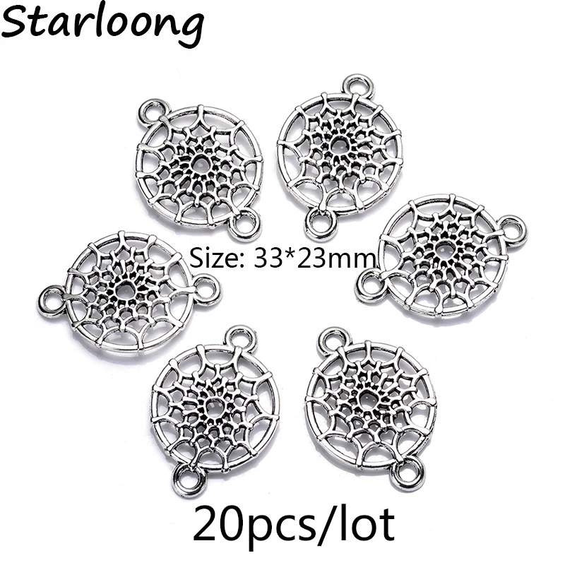 

20pcs/lot zinc alloy antique vintage silver plated round connectors Jewelry Findings for Bracelet Necklace DIY Jewelry Making