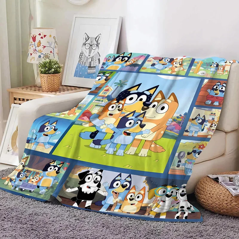 Bluey Cartoon Anime Flanell Decke bluey Familie Decke werfen nach Hause Sofa Mittagspause Decken Kinder Student Decken Nickerchen Geschenke