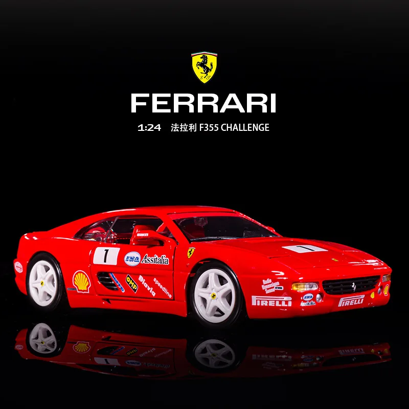 Bburago 1:24 Ferrari F355 Challenge 458 Challenge Alloy Luxury Vehicle Diecast Cars Model Toy Collection Gift