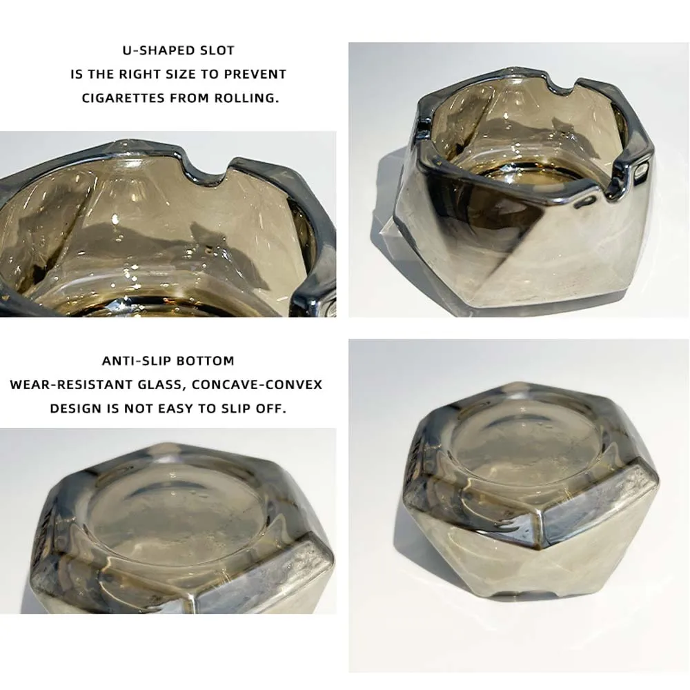 Description Picture 4 of itemBOXI Glass Ashtray for Cigarettes Cigars Home Bar silver Office Decoration Creative Personality Indoor terrace Crystal Ashtray