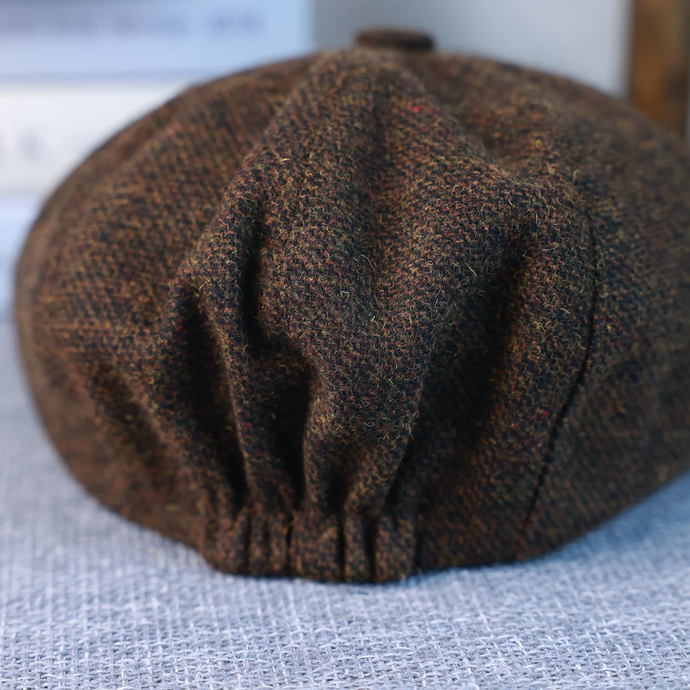 Neue Vintage Herren-Woll-Zeitungsjungenmütze, braun, grün, für Damen und Herren, Baskenmütze, klassische achteckige Wollmütze, lässiger Gatsby-Flachhut 003 – Detail 5