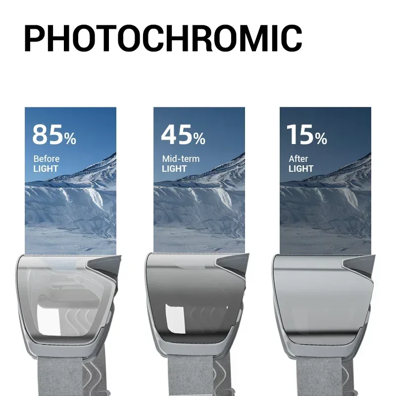 KAPVOE Photochromic Ski Glasses Men Women Sports Snow Mountain Double Anti-Fog Glasses Winter Outdoor Snowboarding Snow Skiing 3
