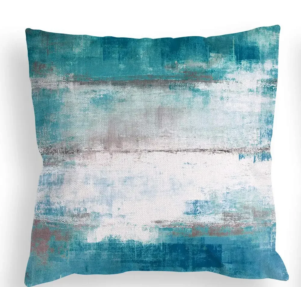 Green, gray and white three-color linen pillowcase sofa cushion cover home decoration can be customized for you 40x40 50x50 2