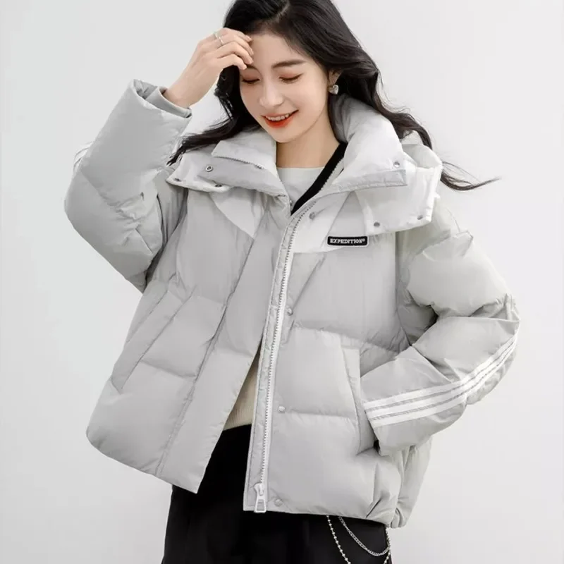 2023 New Women Down Jacket Winter Coat Female Short Parkas Thick Warm Outwear Leisure Time Hooded Versatile Fashion Overcoat