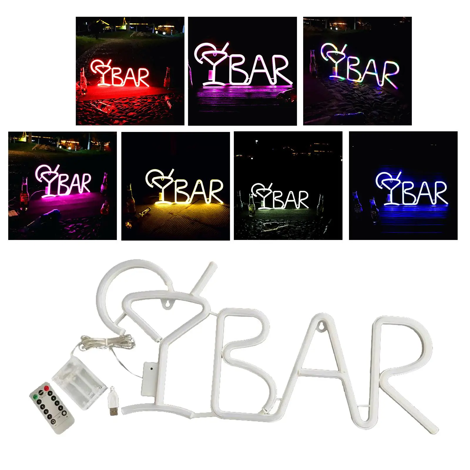 BAR Neon Signs lighting led Signs Wall Decor, Battery / USB Lamp Neon Lights for Home, Bar, Party, 10.16x0.79x inch