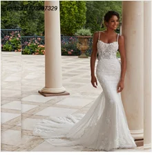 EVLAST Customized 2025 Mermaid Ruffles Wedding Dress Applique Beading Vestido De Novia Layered Bridal Gown Robe De Mariee TMD47