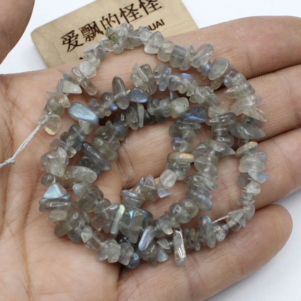 5x6mm Natural Gray Labradorite Freeform Nuggets Gemstone Long Chips Strand Jewelry Making DIY
