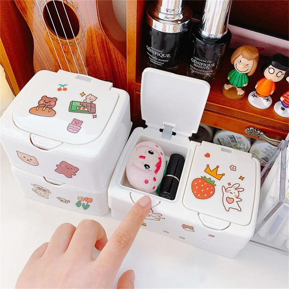 

Multi-functional Desk Organizer Box Large Capacity with Lid Sticker Storage Box Plastic Box Button Stationery Containers