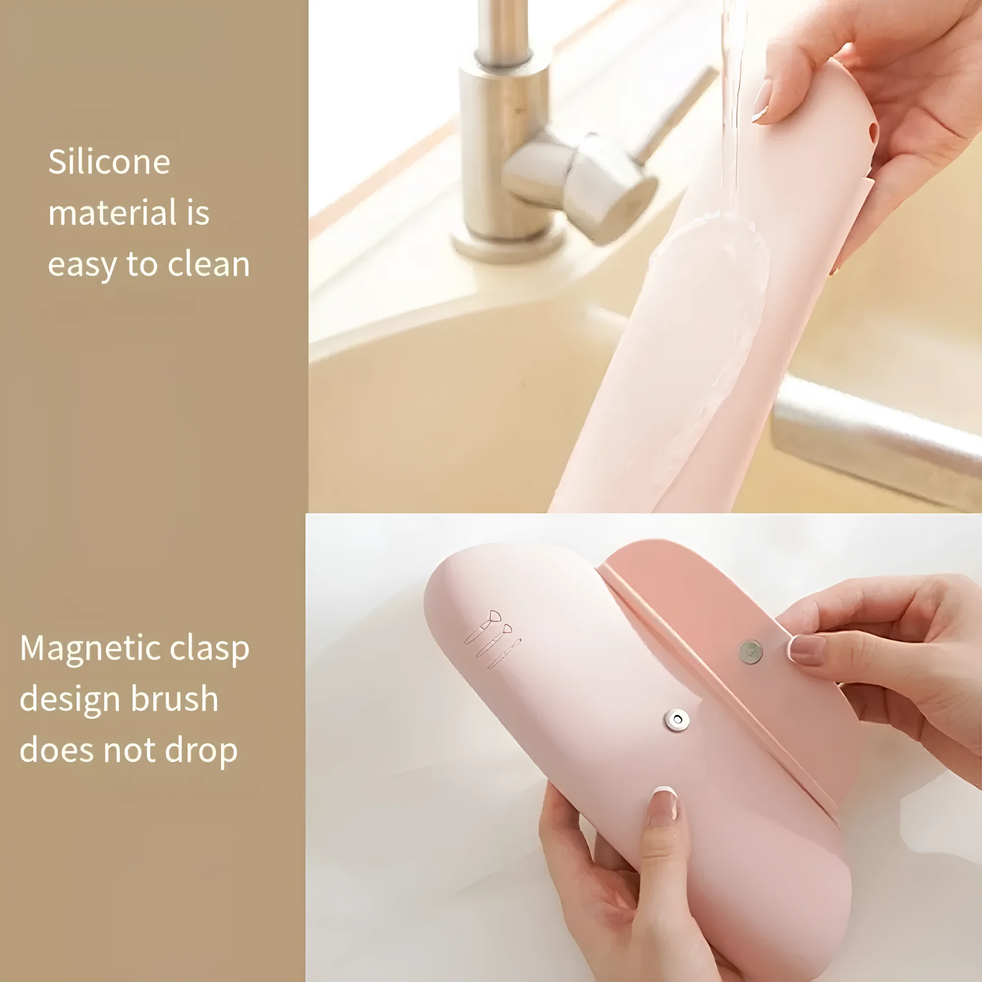 Travel Magnetic Silicone Makeup Brush Storage Bag Waterproof Anti-Drop Portable Brush Holder Sleek Makeup Tool Organizer