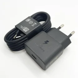 Samsung 25W Super Quick Charger with 1M Type C Cable - Black EU and Cable