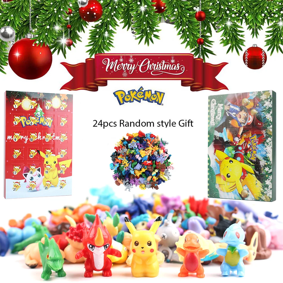 1Set Pokemon Figure Christmas Advent Calendar Blind Box Gift Kawaii Game  Character Pikachu Anime Figure Action PVC Model Kid Toy - AliExpress