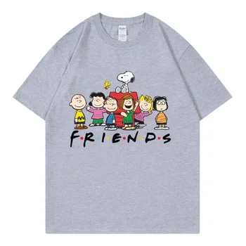 Snoopy Friends Cartoon Anime Women T-shirt Summer Short Sleeve 100% Cotton Men Tee Shirts Tops 2025 New Fashion Couple Clothing 1