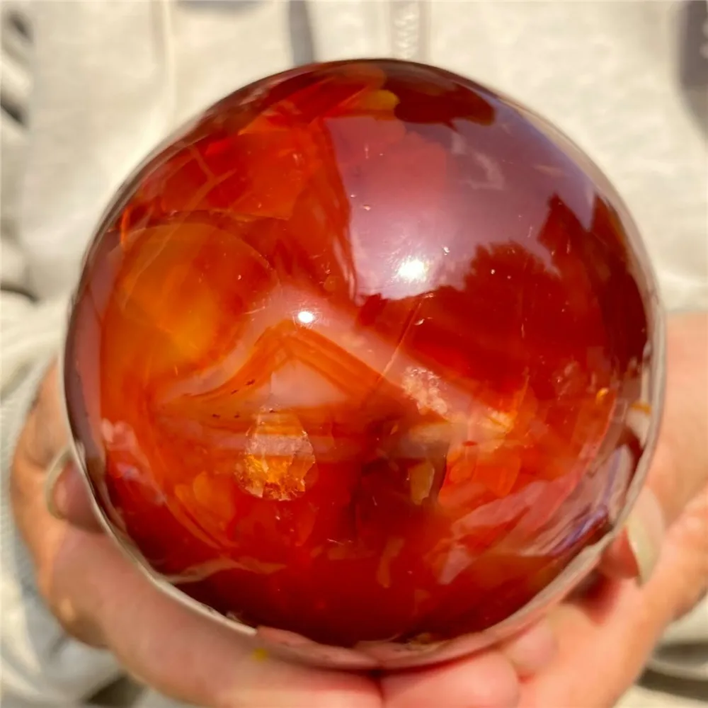 Boule d'agate cornaline rouge naturelle rare, sardonyx, sphère de cristal de quartz, guérison naturelle, charbon et minorganisateur