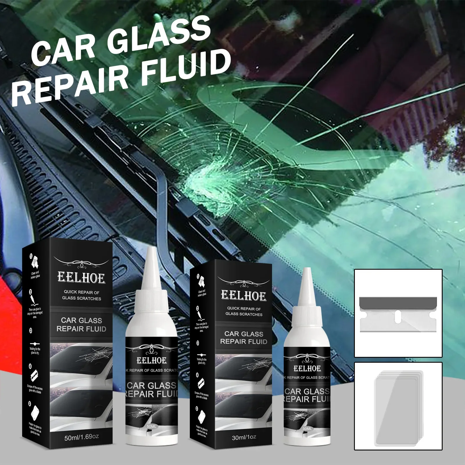 EELHOE Automotive Glass Repair Adhesive Windshield Repair Crack Adhesive Repair Adhesive Glass Repair Adhesive 6