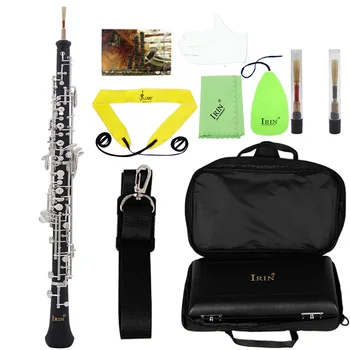 Black Oboe 22 Key C Semi Automatic Bakelite Oboe Combination Professional Performance Grade Oboe Woodwind with Wiping gloves