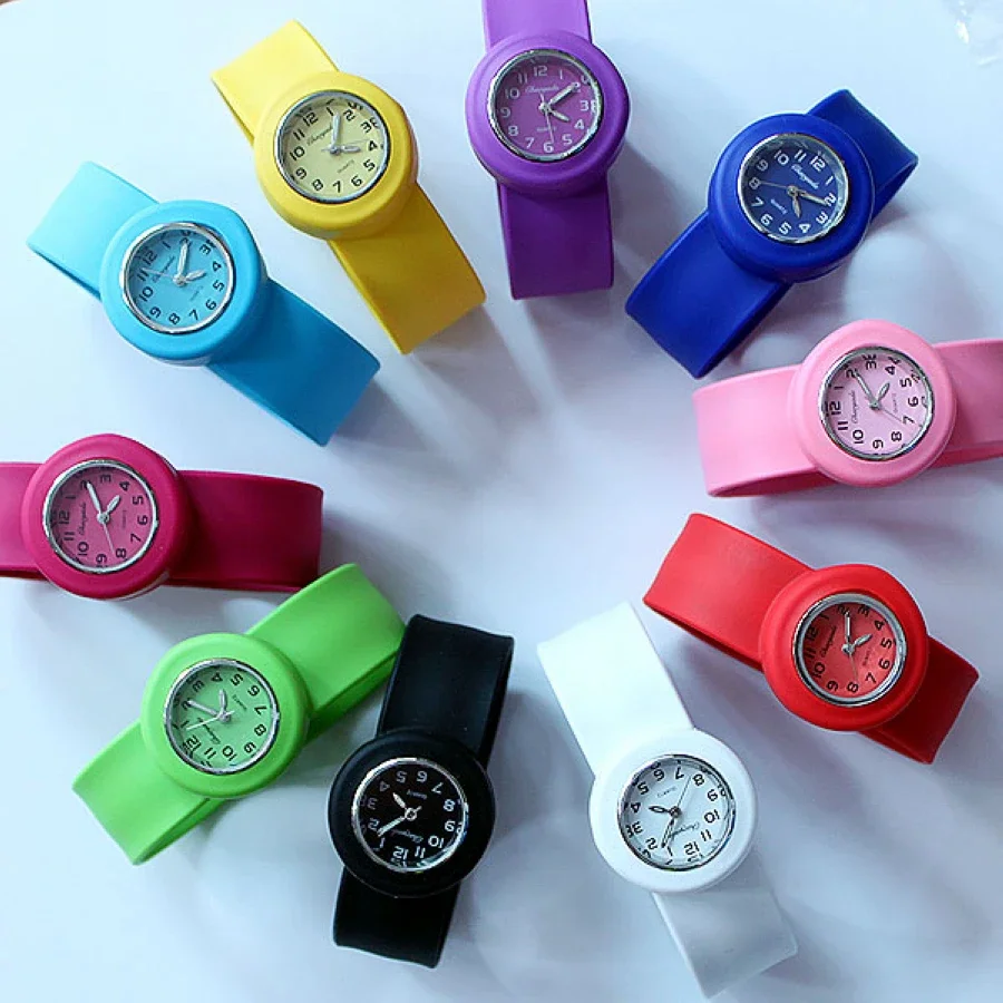 10 Colors Choose Childrens Unisex Silicone Rubber Slap Wrist Pop Watch For Boys Girls Kids Gift A5 Mens Womens Boys And Girls 5