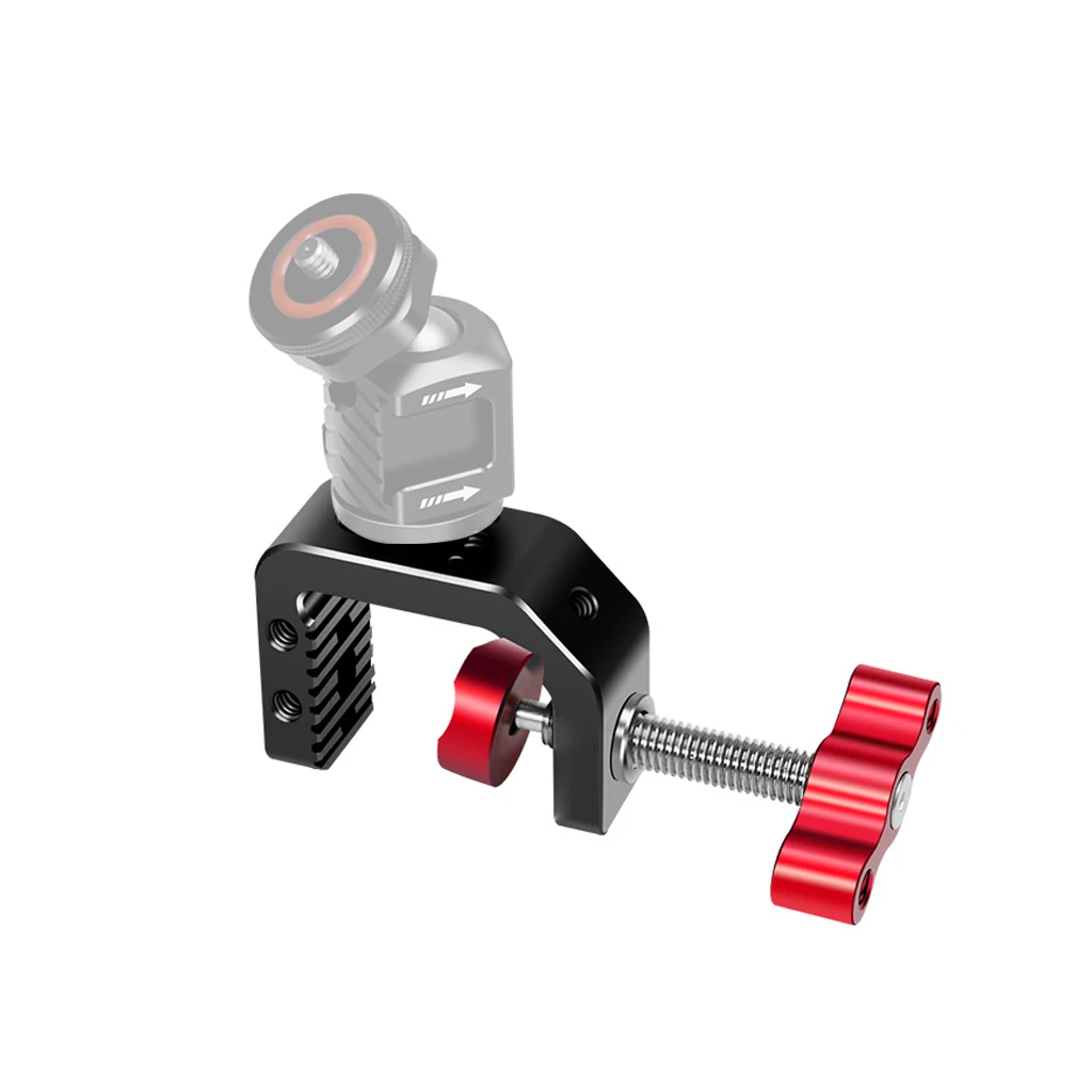 C Clamp with 1/4 3/8 Thread Holes Aluminium Alloy Clamp for DSLR Camera Desktop Mount Holder LCD Monitor Flash Light Mic Stand