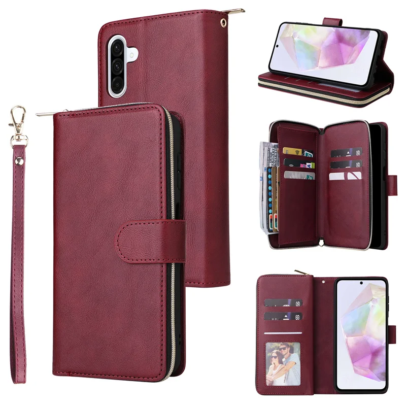 Elegant Zipper Wallet Flip Leather Phone Case with Card Holder