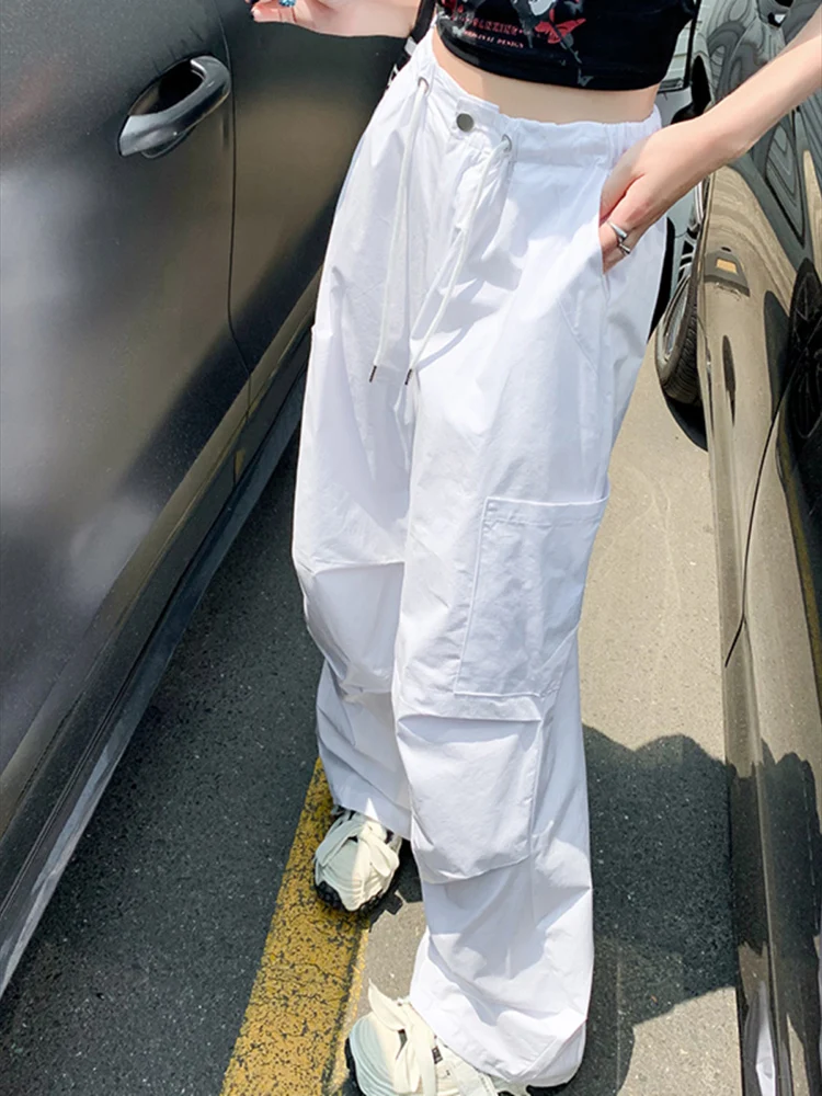 

Y2K одежда, свободные спортивные брюки большого размера на завязках с высокой талией и парашютом, женские брюки-карго, штаны для бега, уличная одежда