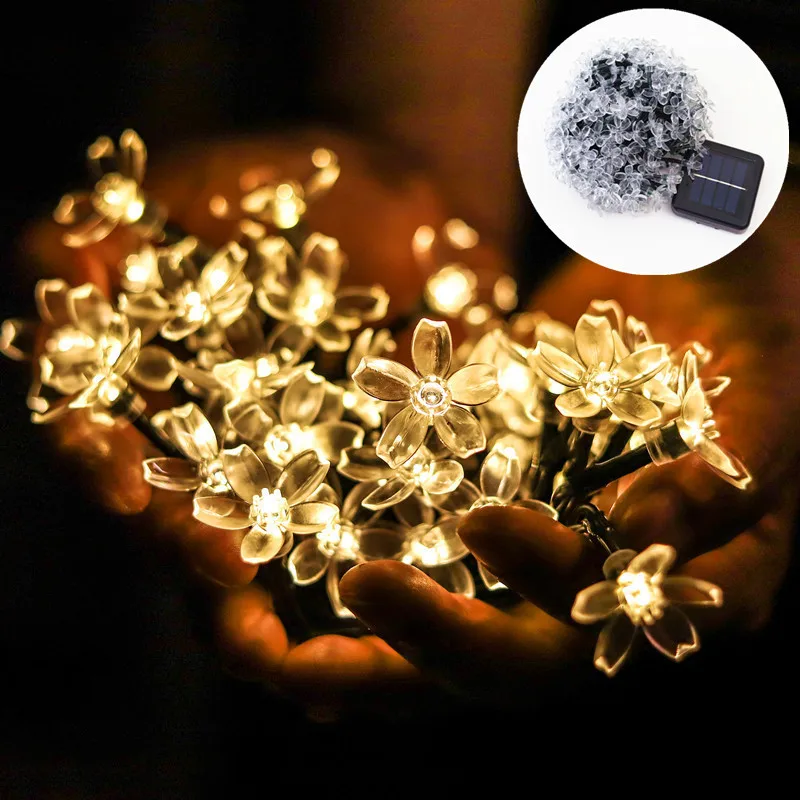 Solar Garlands Light 5m 7m 12m Snowflake Flower Solar Lamp Power LED String Fairy Lights Garden Christmas Decor for Outdoor solar wall lights outdoor Solar Lamps