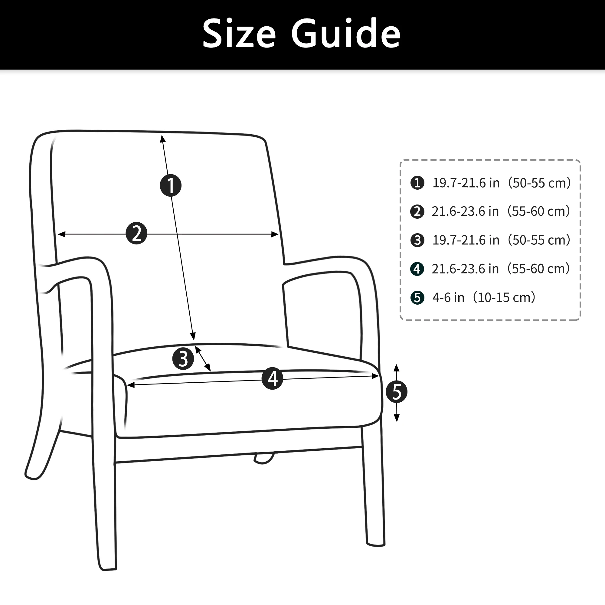 Water-Resistant Jacquard Armchair Slipcover - Solid Color Stretch Furniture Cover with Zipper
