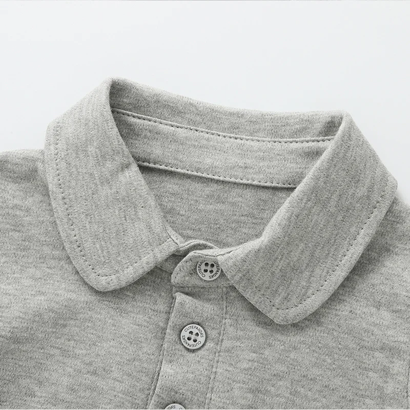 Ins Infant Babys Boys Polo Shirts Autumn Solid Long Sleeve Little Boy Sundershirt Casual Turn Down Collar Toddler Kids Boys Tops 4