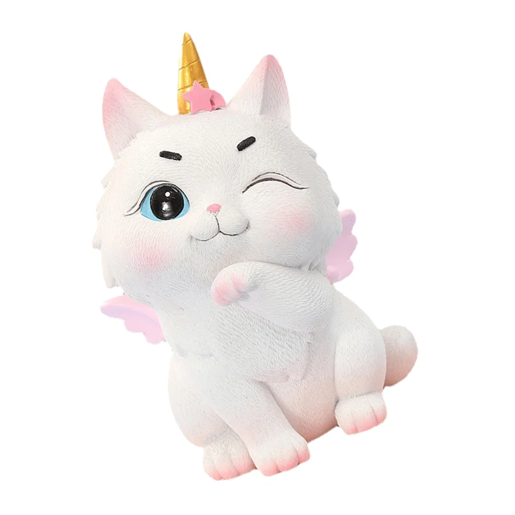 

Kitten Piggy Bank Money Pot Desktop Kids Saving Pots Change Containers Resin Coin