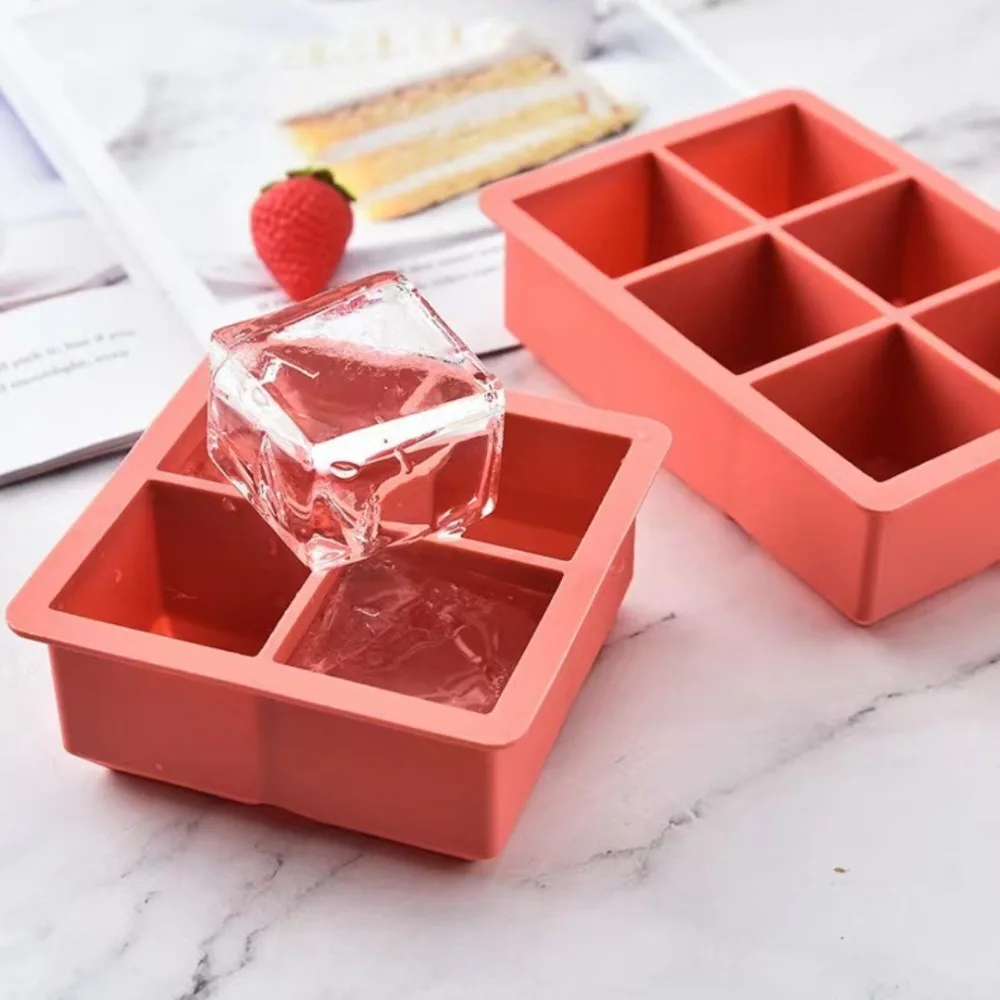 

Stackable Silicone Ice Cube Trays with Lid 6-Cavity Large Square Ice Cube Molds Fast Cooling Red Blue Black Ice Cream Moulds