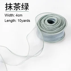 Elegant Wavy Edge Organza Ribbon for DIY Crafts and Decorations - 10 Yards (Matcha Green)