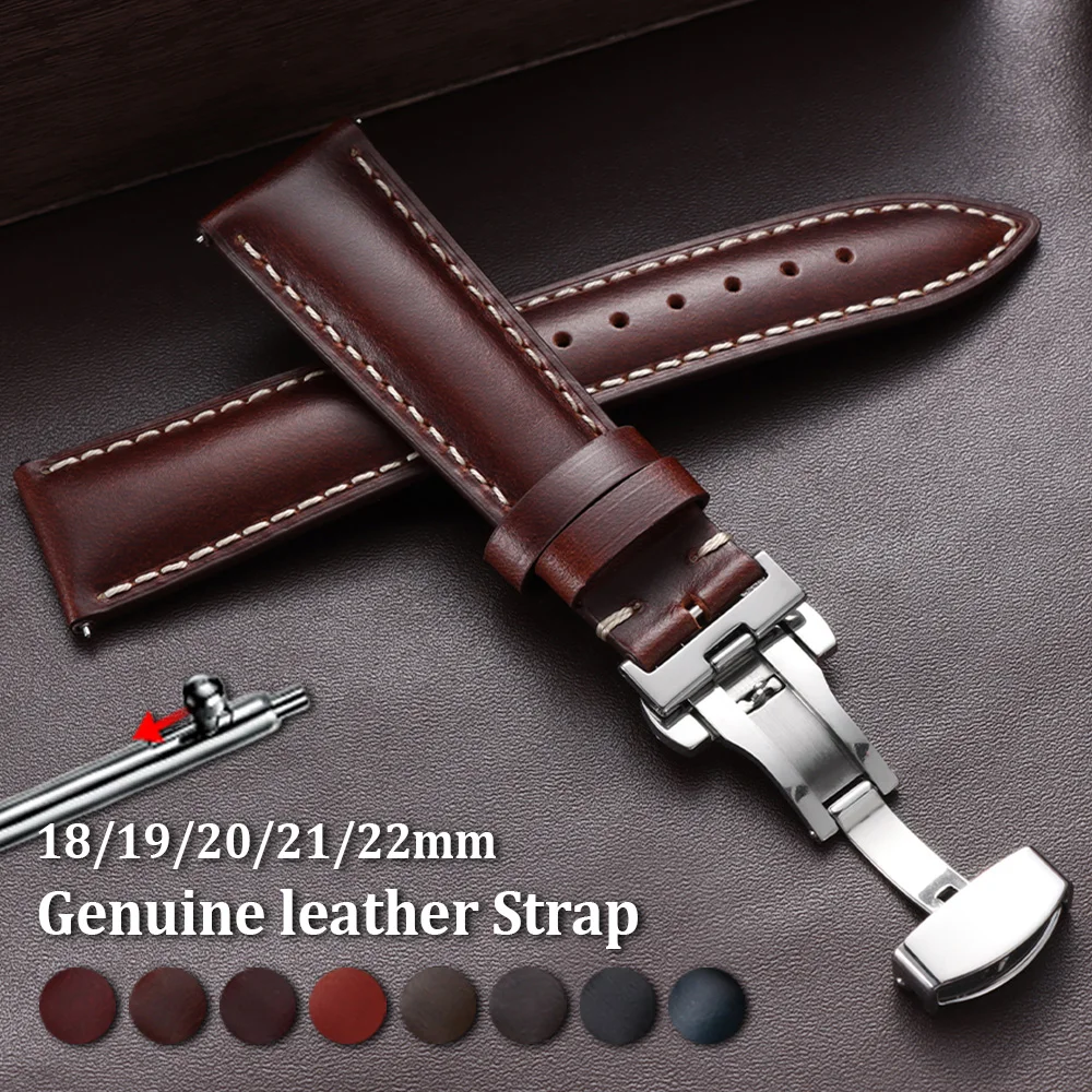 Vintage Calfskin Oil-Wax Watch Strap with Universal Butterfly Buckle