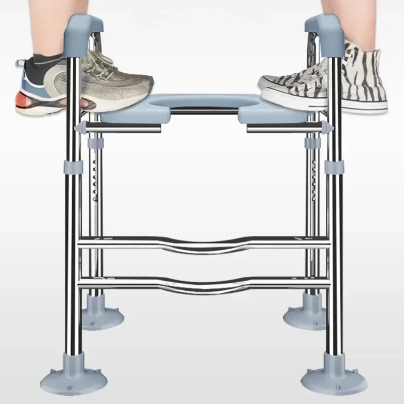 Toilet Booster Chair with Handrails Portable Elderly Toilet Seat Easy Clean Commode Senior Mobility Aid Bathroom Helper 3