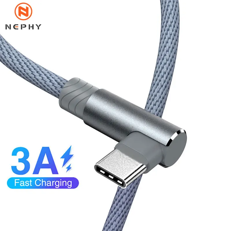 90° Elbow Nylon Braided USB-C Fast Charging Cable (1M/2M/3M)