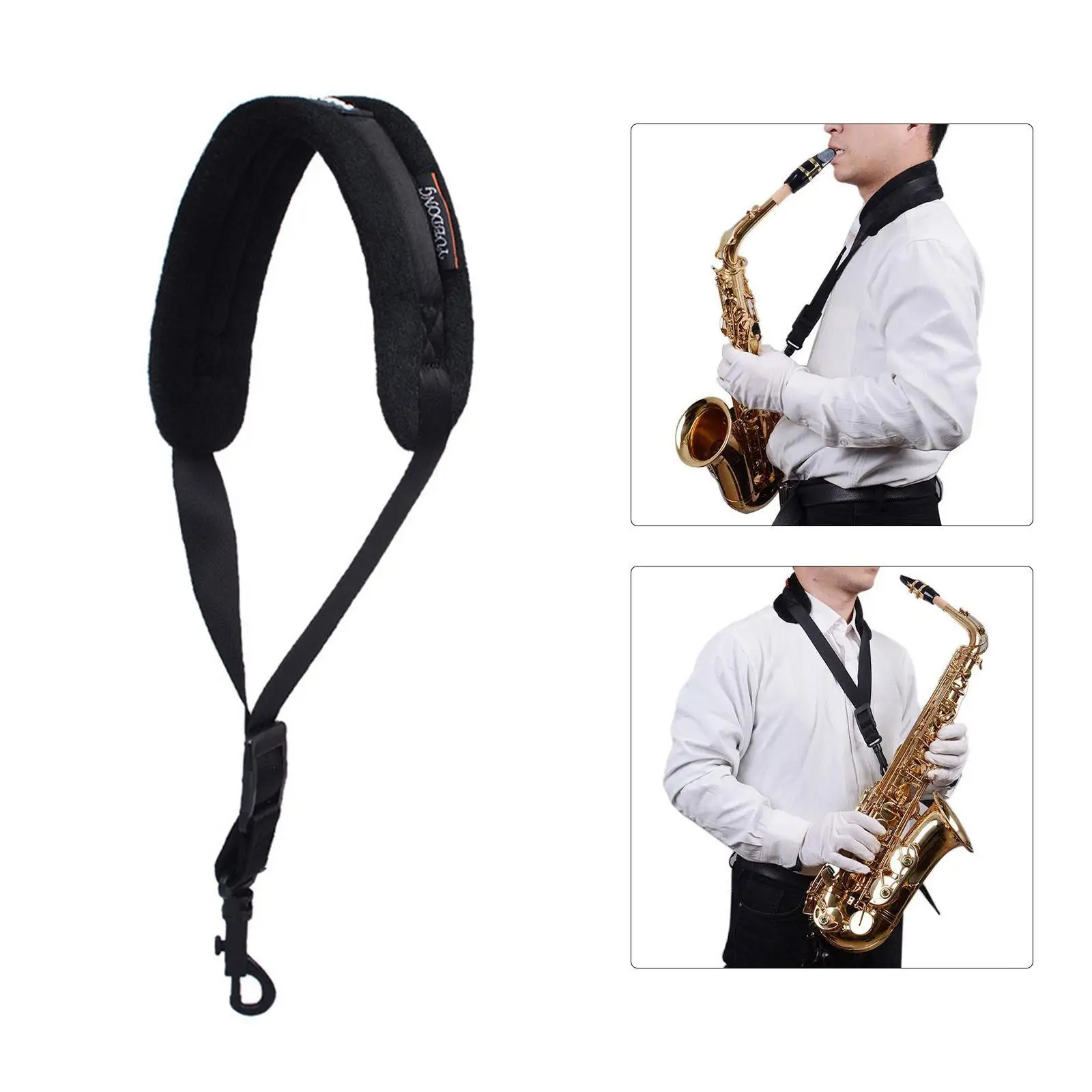 

Sax Neck Strap with Metal Snap Adjustable Leather Strap Padded Upgraded For Alto Soprano Tenor Bass Clarinet Saxophone Parts