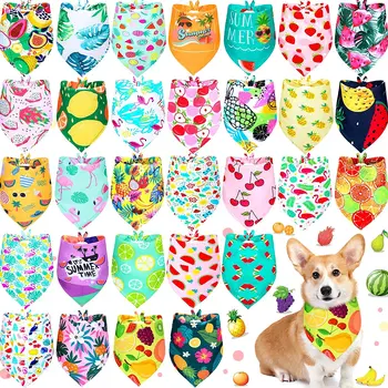 50Pack Summer Hawaii Dog Bandanas Soft Triangle Dog Scarfs