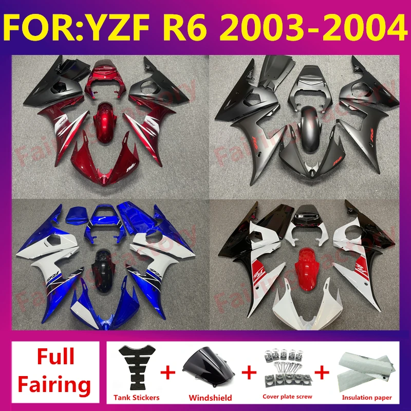 

Motorcycle full Fairing kit fit for yamaha YZF R6 03 04 YZF-R6 2003 2004 model bodywork body ABS Plastics fairings kits zxmt