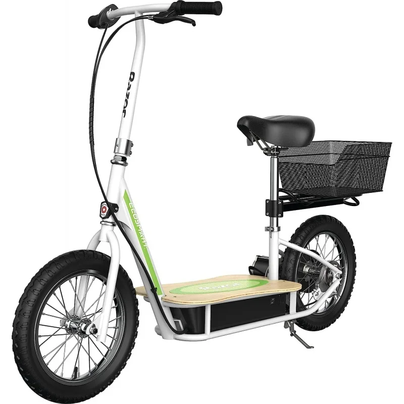 

EcoSmart Metro Electric Scooter – Padded Seat, Wide Bamboo Deck, 16" Air-Filled Tires, 500w High-Torque Motor, Up to 18 mph, 12-