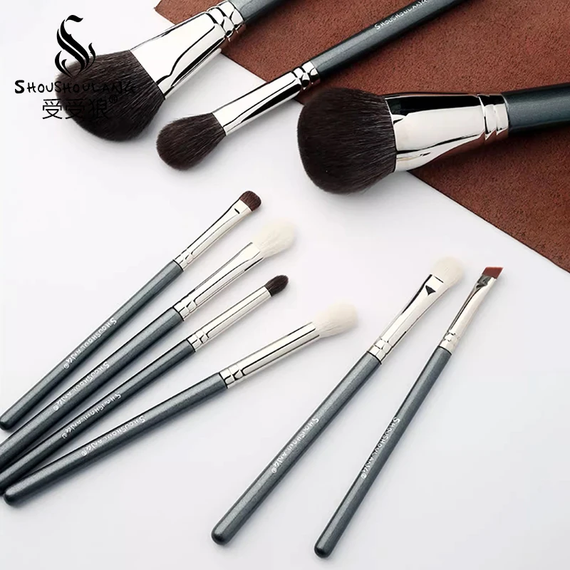 Shoushoulang Professional Handmade Make Up Brushes Set 9pcs Face Powder Eye Shadow Brush Saikoho Goat Hair Makeup Brushes Kit 4