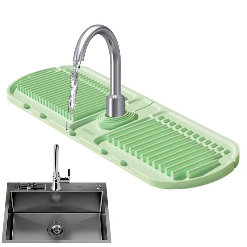 

Faucet Mat Splash Guard Splash-Proof Drip Catcher Anti-Slip Slope Silicone Faucet Mat Stable Kitchen Accessories Sink Guard For