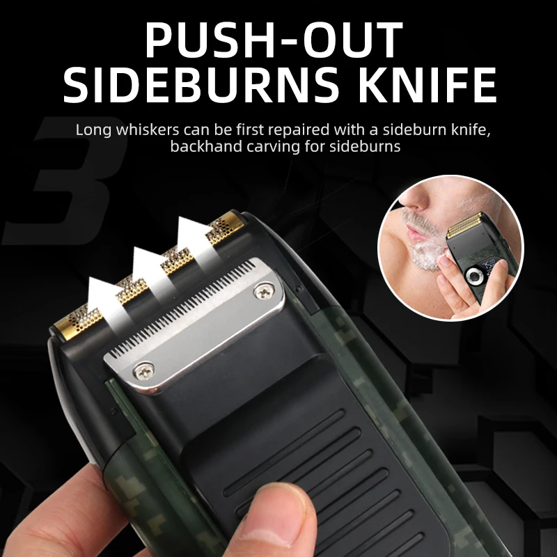 Electric Shaver Cordless Rechargeable 2 in 1 LCD Display Portable Men Reciprocating Razor Beard Trimmer Kemei