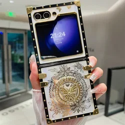 Luxury Bling Glitter Aurora Butterfly Stand Phone Case with Holder for Galaxy Z Flip 4 (White)