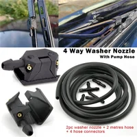7Pcs/set Front Windscreen Wiper Arm Washer Nozzle Jets 4 Way Ajustable Check Valve Tube Pipe Hose 2m T Piece Straight Piece 1