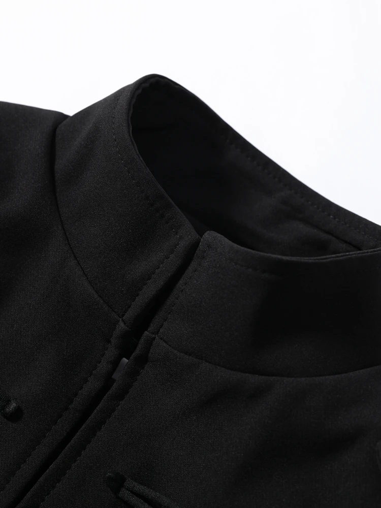 Veste Napoléon Vintage pour Femme, Col Montant Tendance, Manches Longues, Simple Boutonnage, Couleur Unie, Manteau Court Chic, Vêtement d'extérieur Style High Street 2026